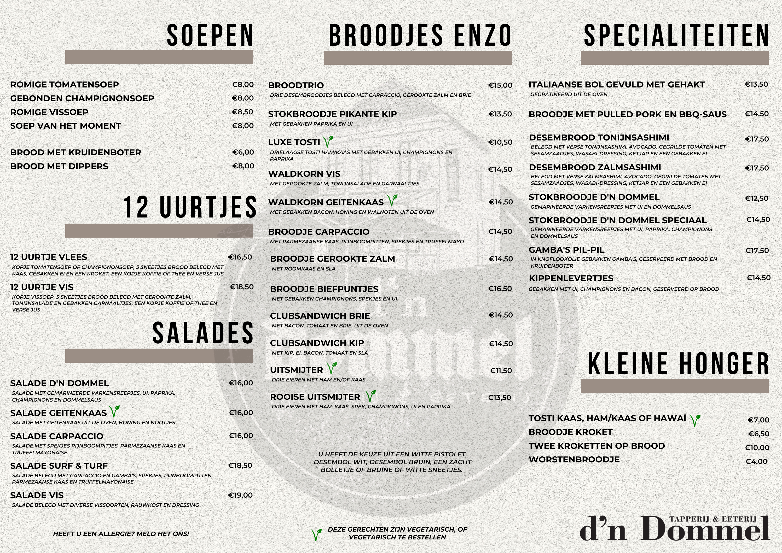 Lunchkaart D'n Dommel